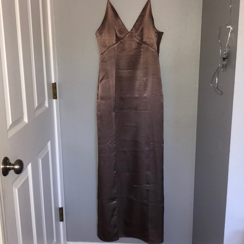 Privacy please sleek mauve prom dress with slit